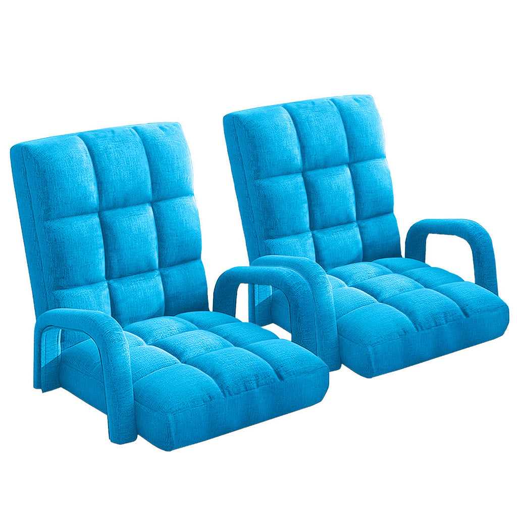 SOGA 2X Foldable Lounge Cushion Adjustable Floor Lazy Recliner Chair with Armrest Blue $ 409.50