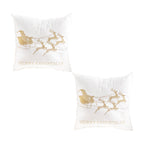 SOGA 2X 45cm Throw Pillow White with Golden Christmas Sleigh Design Festive Holiday Square Cushion Decor $ 90.90