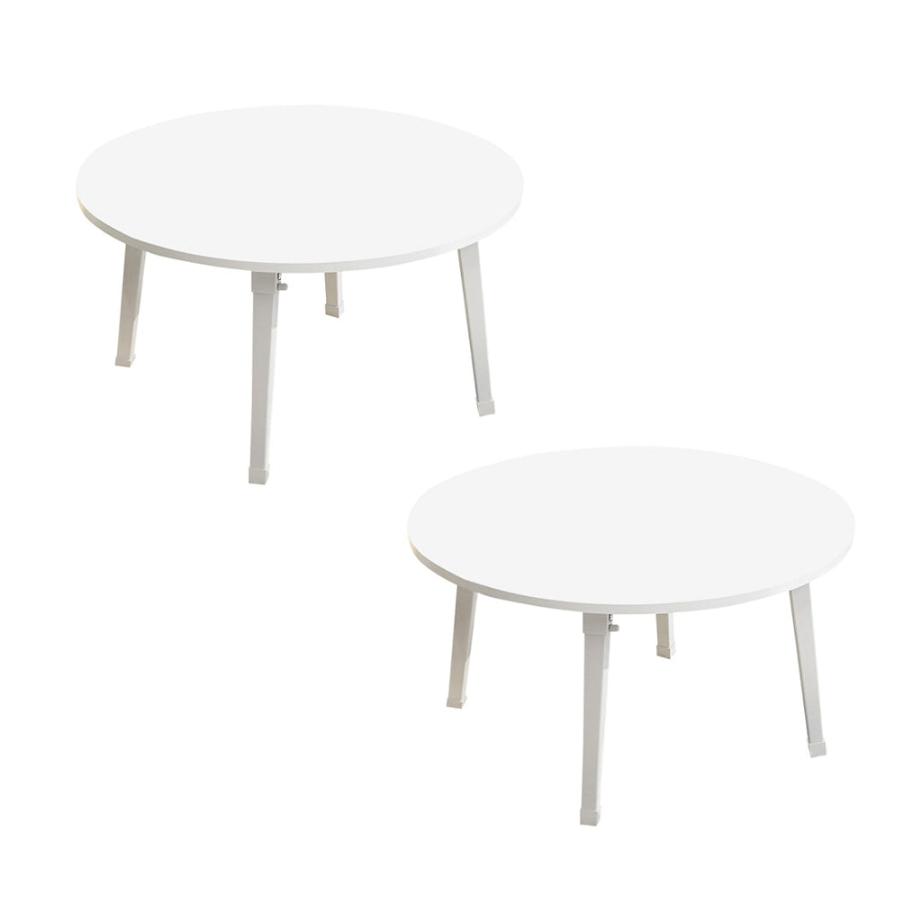 SOGA 2X White Portable Floor Table Small Round Space-Saving Mini Desk Home Decor $ 129.50