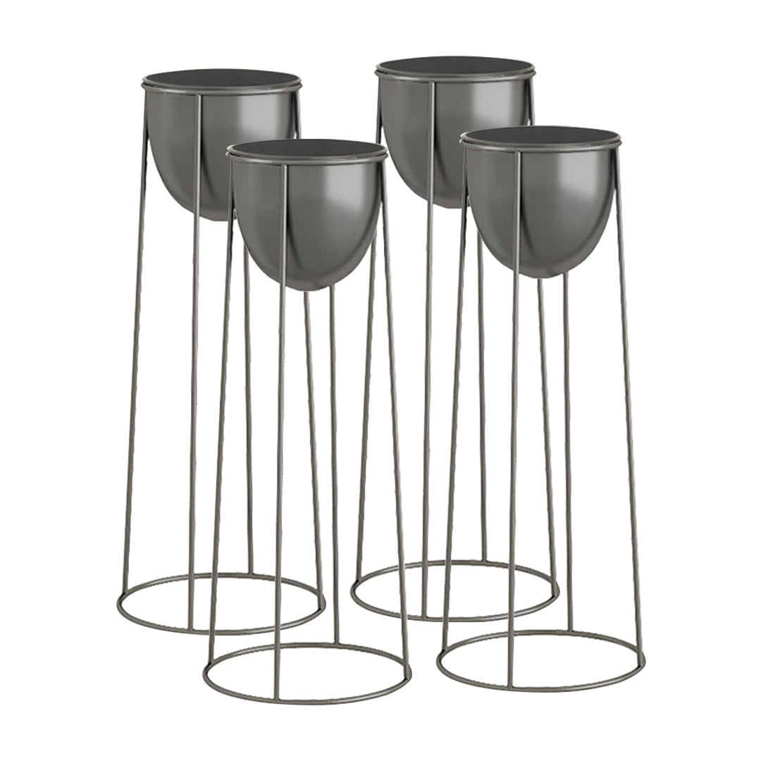 SOGA 4X 50cm Round Wire Metal Flower Pot Stand with Black Flowerpot Holder Rack Display $ 295.50