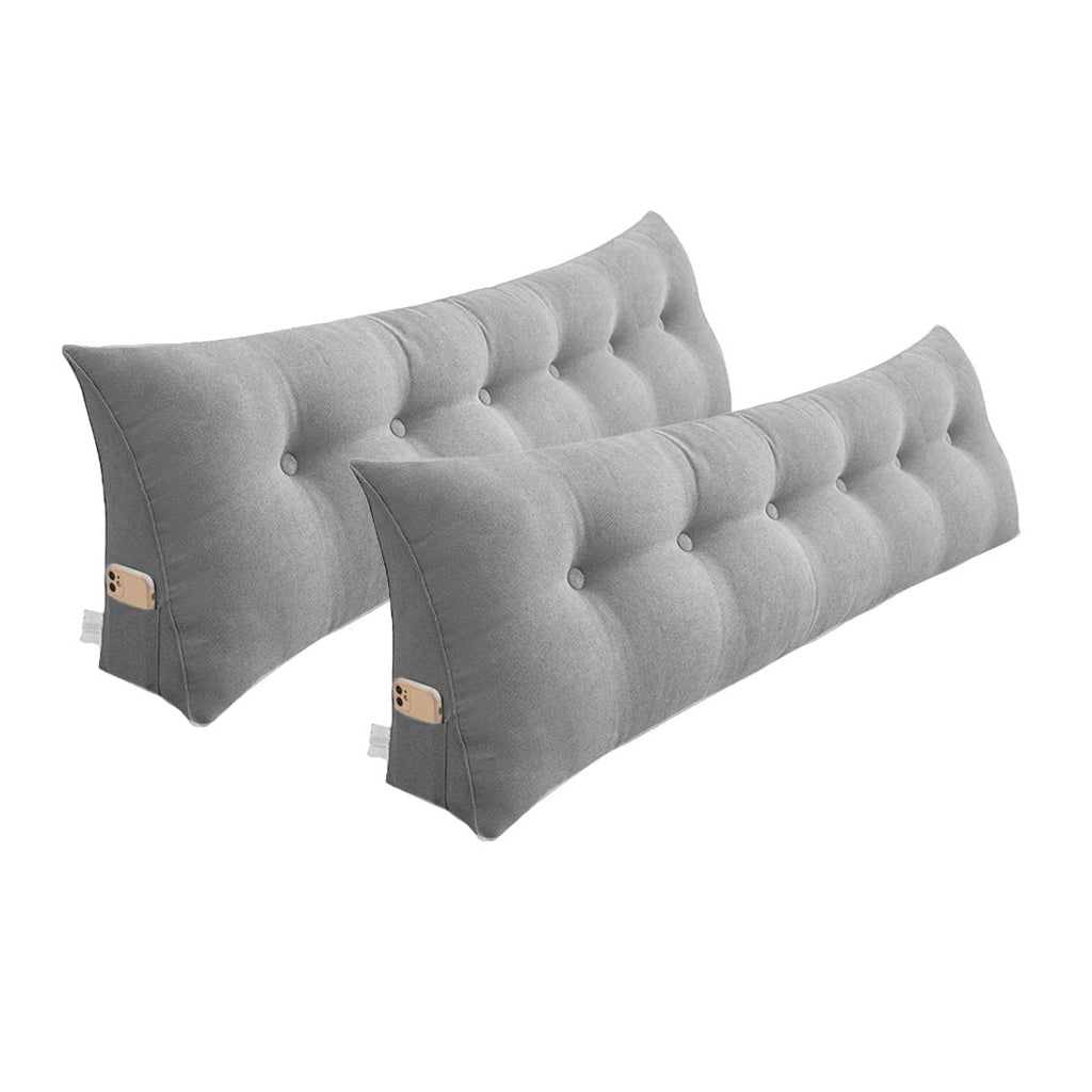 SOGA 2X 180cm Silver Triangular Wedge Bed Pillow Headboard Backrest Bedside Tatami Cushion Home Decor