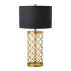 SOGA Golden Hollowed Out Base Table Lamp with Dark Shade