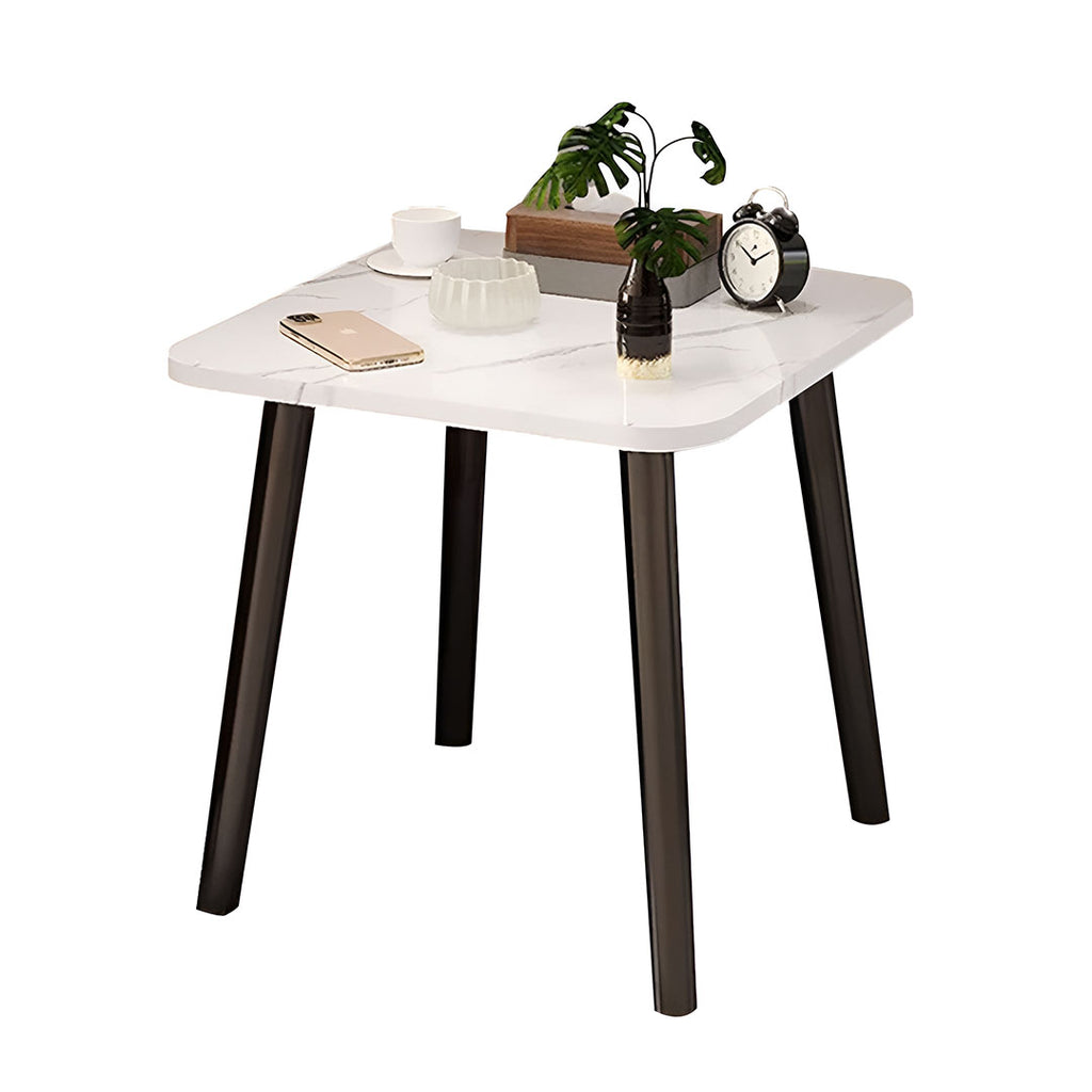 SOGA 40cm White Ceramic Table Stone Pattern Compact Modern Design with Black Legs