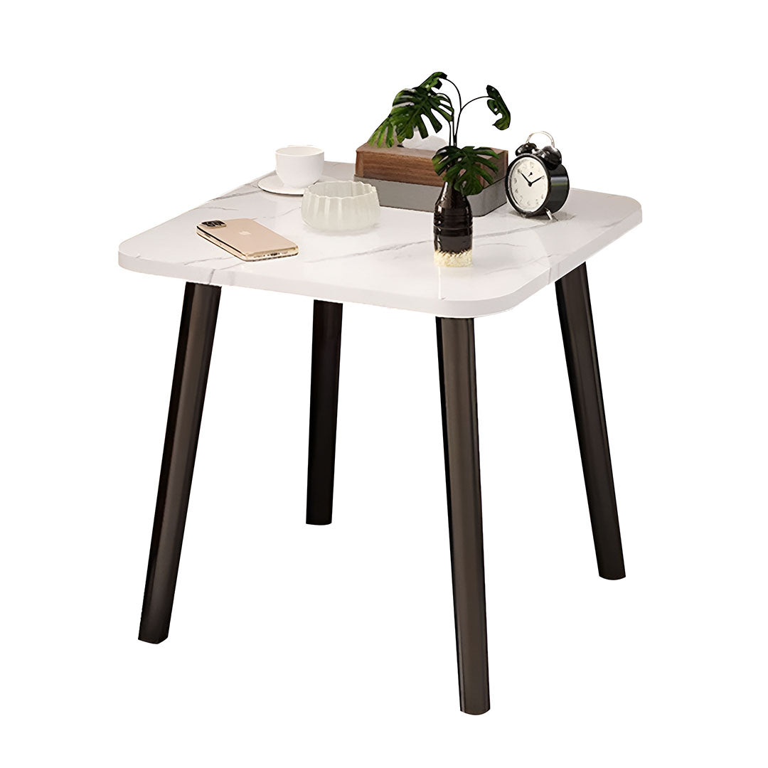 SOGA 40cm White Ceramic Table Stone Pattern Compact Modern Design with Black Legs