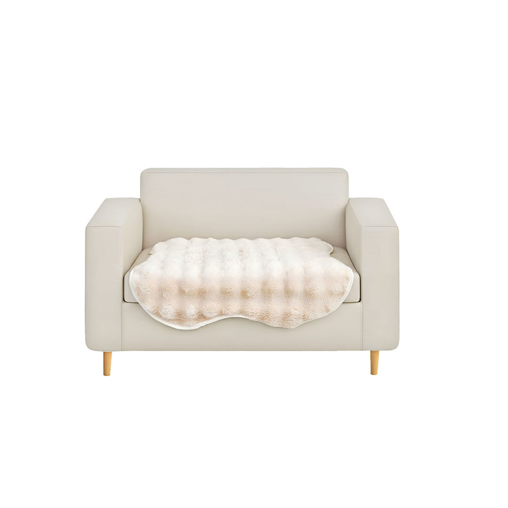 SOGA One-seater Cream Faux Fur Throw Blanket 90x90cm Polyester $ 72.50