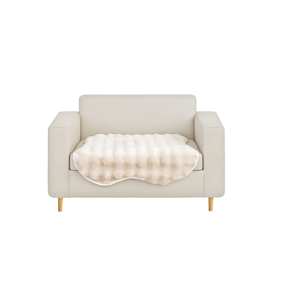 SOGA One-seater Cream Faux Fur Throw Blanket 90x90cm Polyester $ 72.50