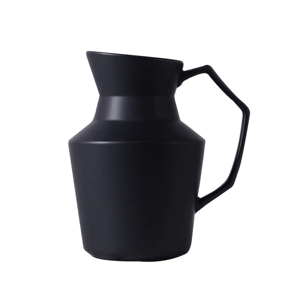 SOGA 23.5x19.5cm Ornament Black Modern Vase Pitcher with Angular Handle Sleek Minimalist for Home Decor