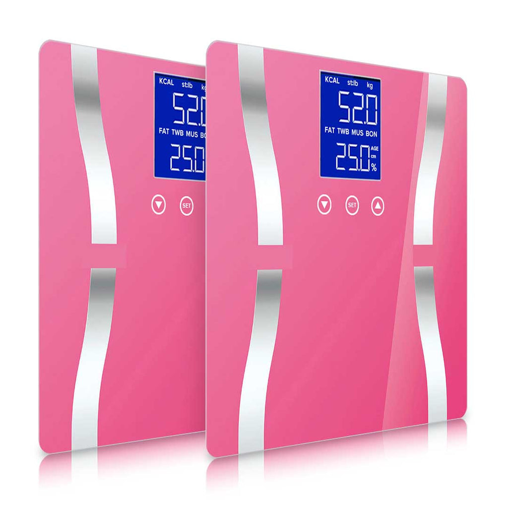 SOGA 2X Glass LCD Digital Body Fat Scale Bathroom Electronic Gym Water Weighing Scales Pink $ 64.90
