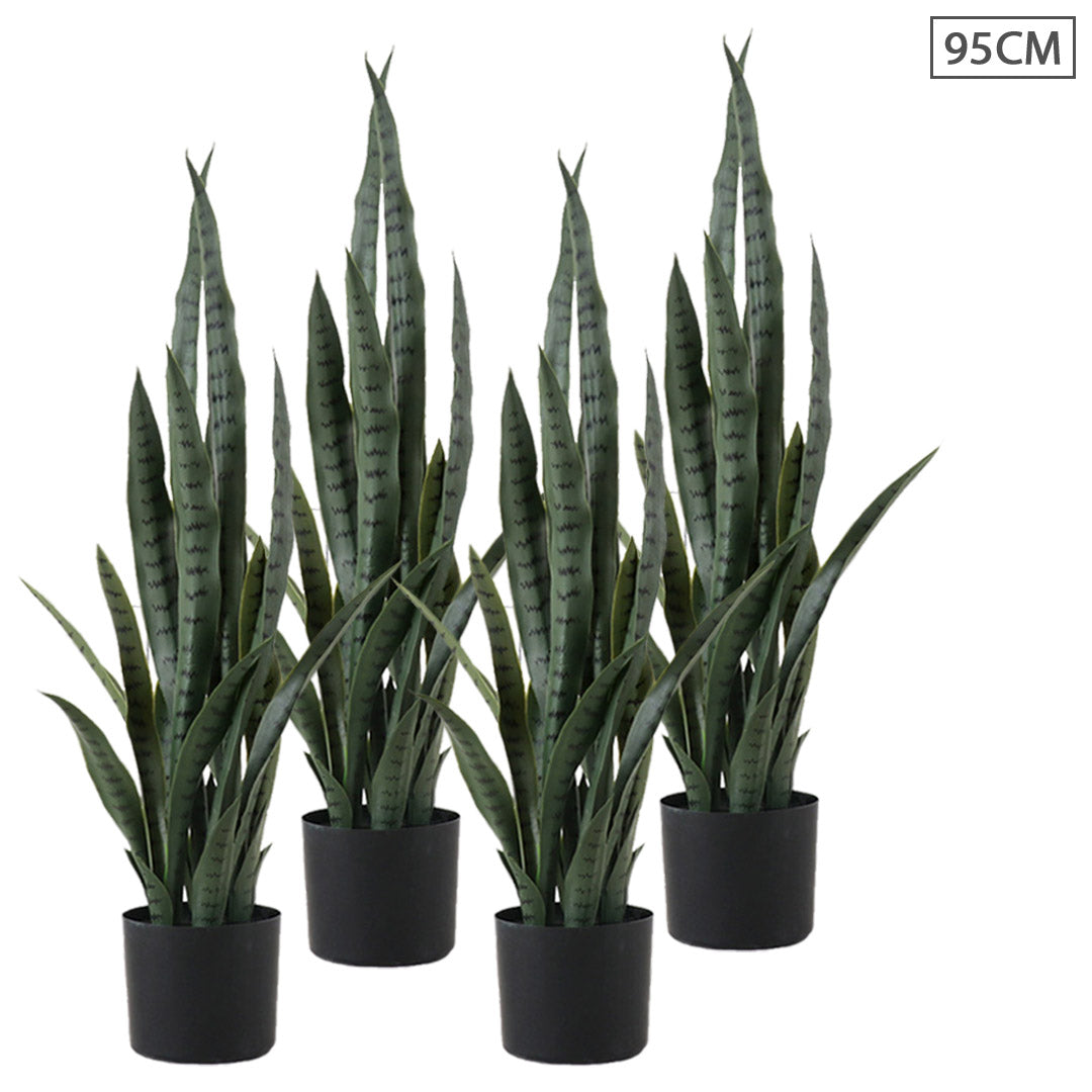 SOGA 4X 95cm Sansevieria Snake Artificial Plants with Black Plastic Planter Greenery, Home Office Decor $ 675.50