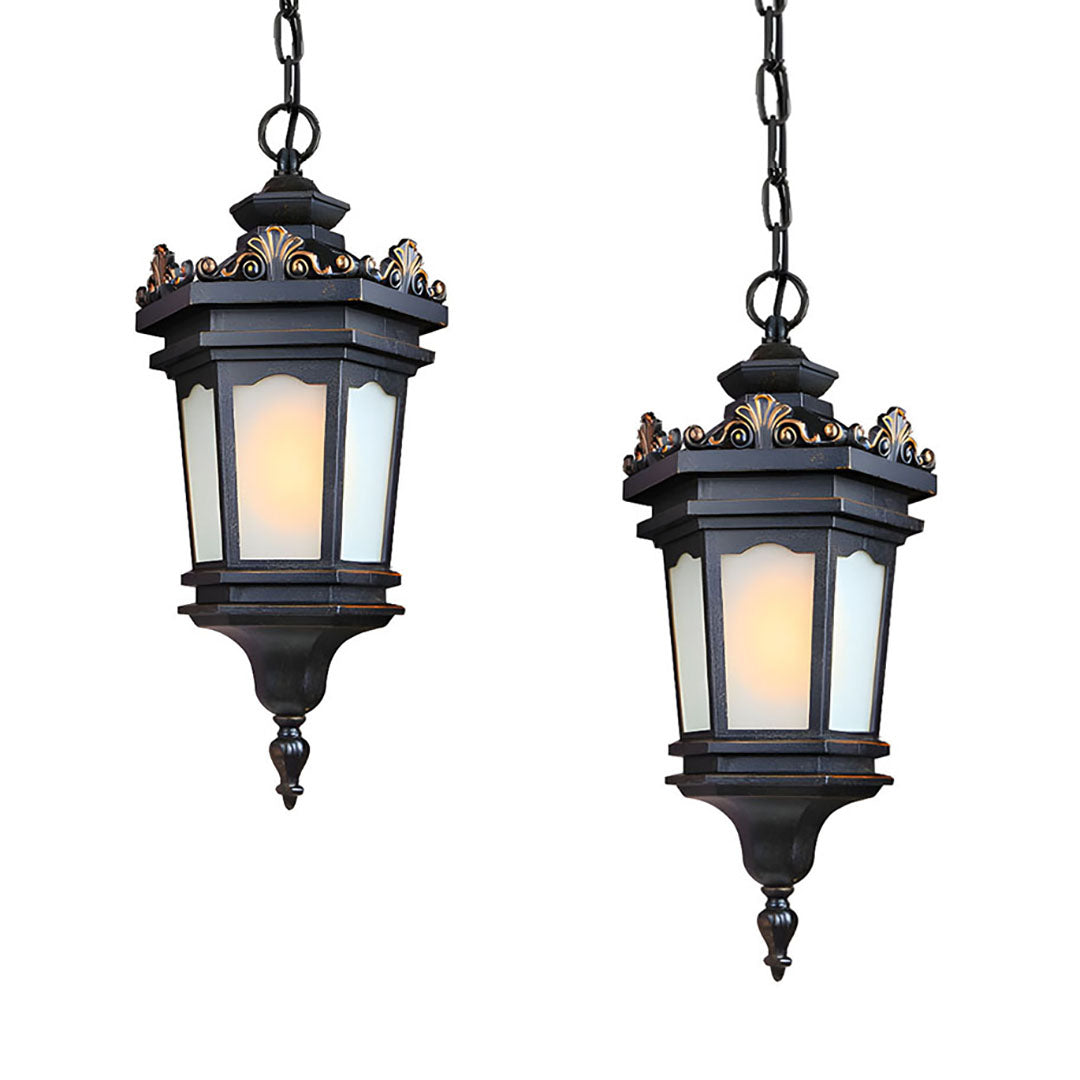 Vintage Lamp 2X 54.5cm Elegant Aluminum & Glass Lantern Chandelier Classic Hanging Light Fixture Antique Style $ 1035.50