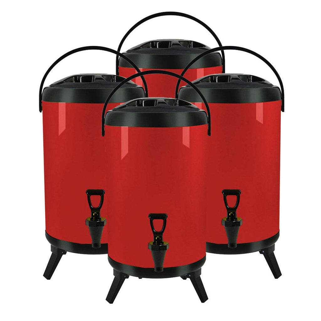 SOGA 4X 18L Stainless Steel Insulated Milk Tea Barrel Hot and Cold Beverage Dispenser Container with Faucet Red $ 422.50