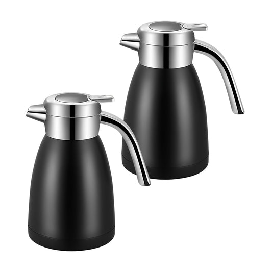 SOGA 2X 1.2L Stainless Steel Kettle Insulated Vacuum Flask Water Coffee Jug Thermal Black