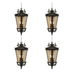 Vintage Lamp 4X 60.3cm Aluminum & Glass Lantern Elegant Chandelier Style Classic Hanging Light Antique-Inspired Design
