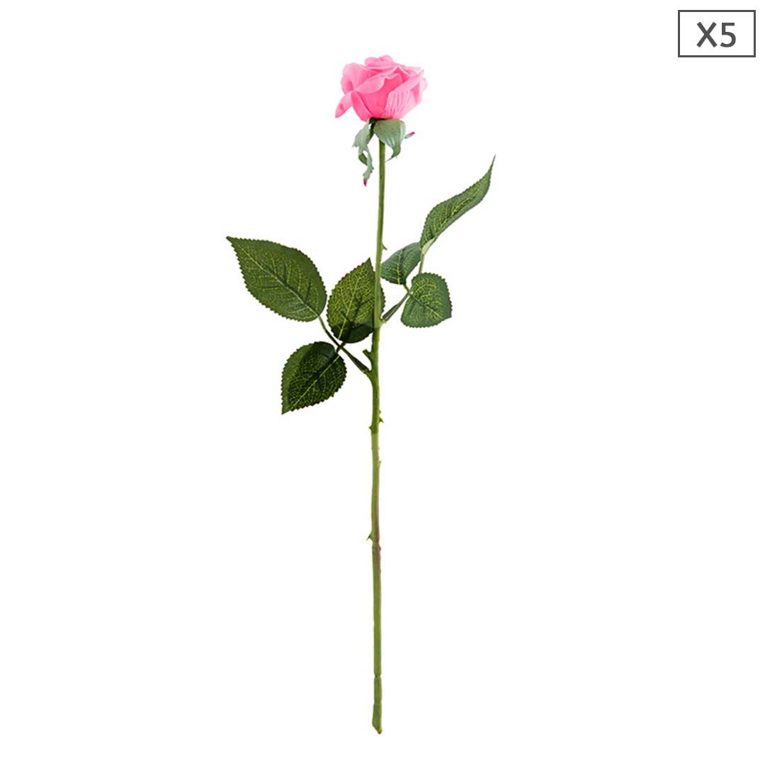 SOGA 5pcs Artificial Silk Flower Fake Rose Bouquet Table Decor Pink $ 27.90