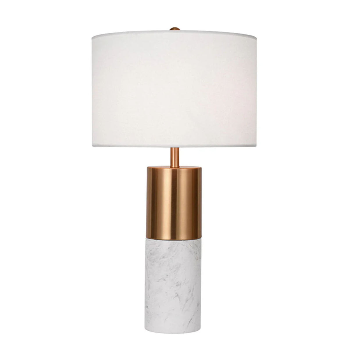 SOGA 60cm White Marble Bedside Modern Desk Table Lamp Living Room Shade with Cylinder Base