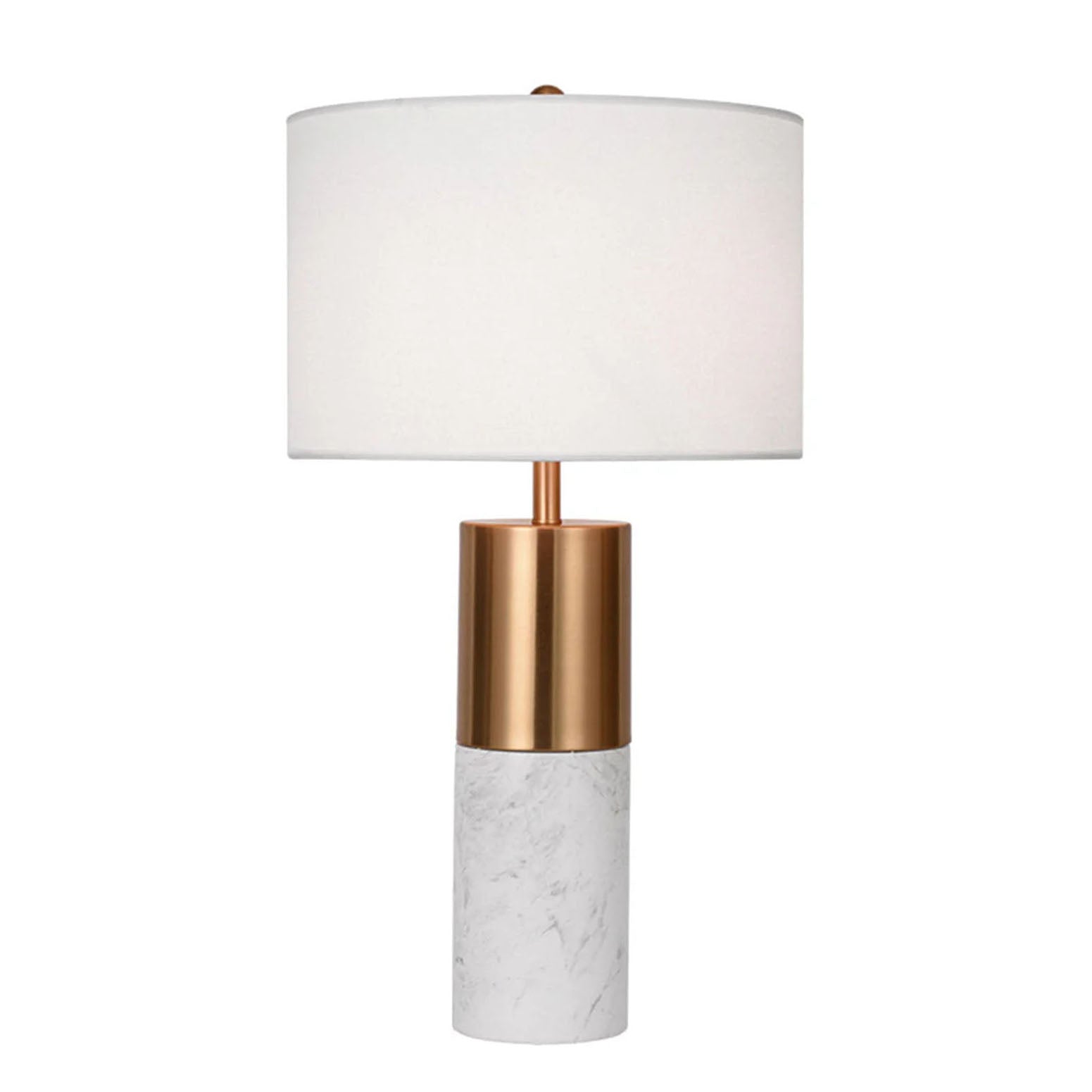 SOGA 60cm White Marble Bedside Modern Desk Table Lamp Living Room Shade with Cylinder Base