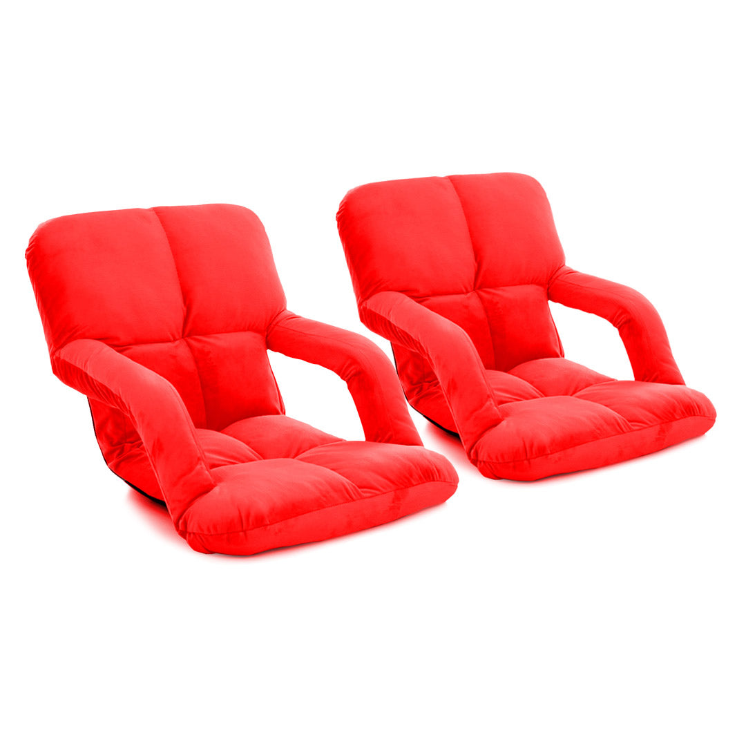 SOGA 2X Foldable Lounge Cushion Adjustable Floor Lazy Recliner Chair with Armrest Red $ 175.90