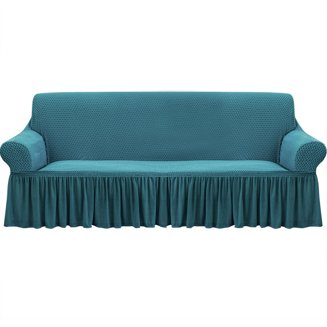 SOGA 4-Seater Blue Sofa Cover with Ruffled Skirt Couch Protector High Stretch Lounge Slipcover Home Decor $ 111.50