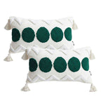 SOGA 2X 30cm Cream Green Circle Pom Chevron Tassel Decorative Pillow $ 140