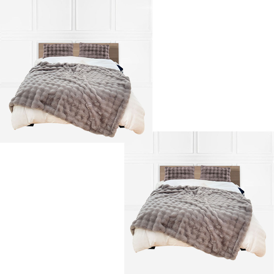 SOGA 2X 200cm Grey Fur Fuzzy Super Soft and Cozy Fluffy Throw Blanket $ 315.50