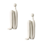 SOGA 2X 10x28cm Ornament Modern Stickman Art Sculpture Minimalist Resin Statue Round Head for Home Decor and Bookend