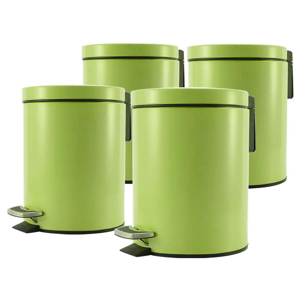 SOGA 4X Foot Pedal Stainless Steel Rubbish Recycling Garbage Waste Trash Bin Round 12L Green