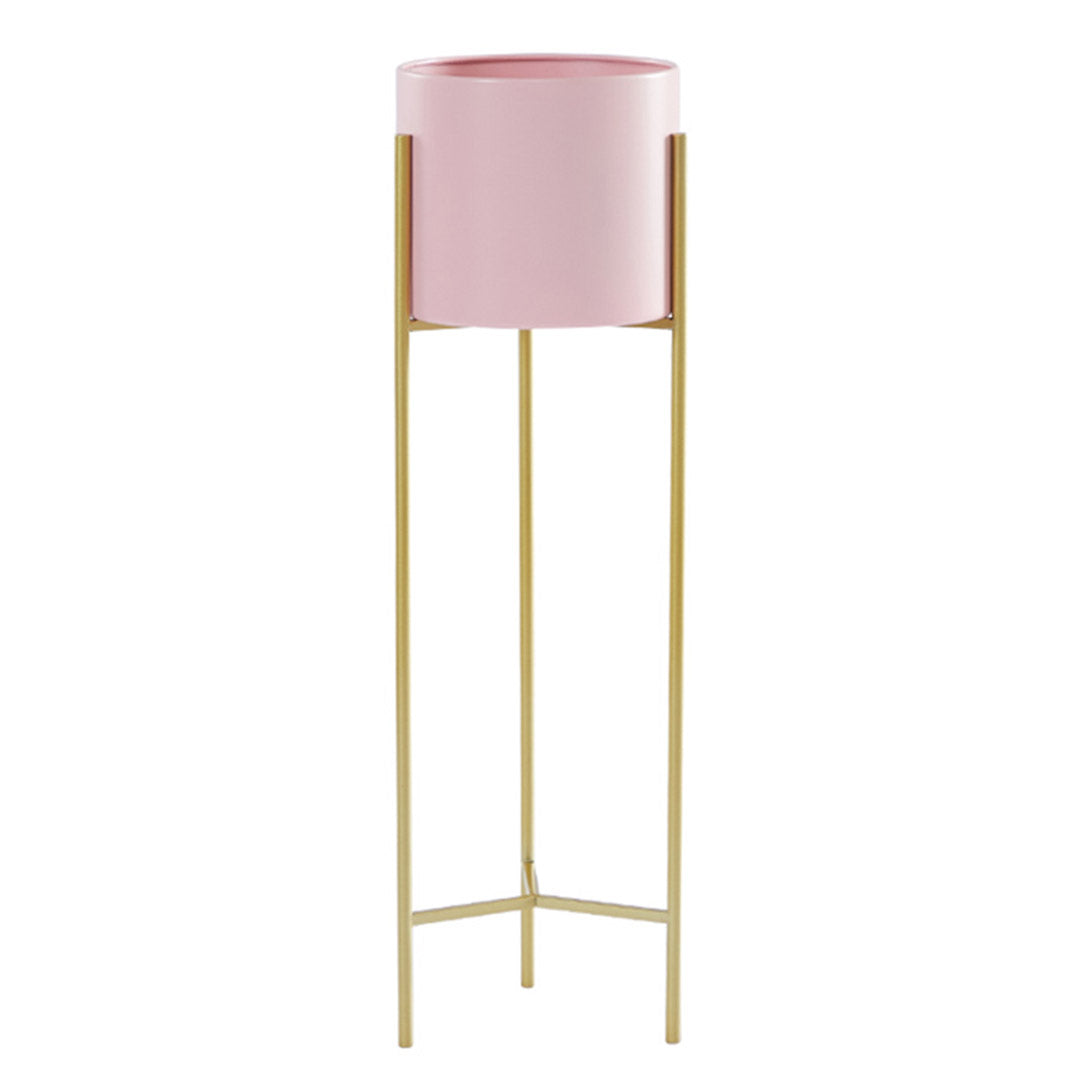 SOGA 2 Layer 60cm Gold Metal Plant Stand with Pink Flower Pot Holder Corner Shelving Rack Indoor Display $ 66.90