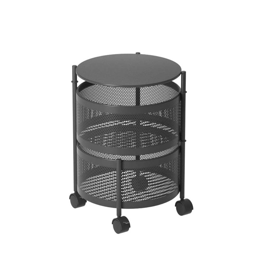 SOGA 2 Tier Steel Round Rotating Kitchen Cart Multi-Functional Shelves Storage Organizer with Wheels $ 66.90