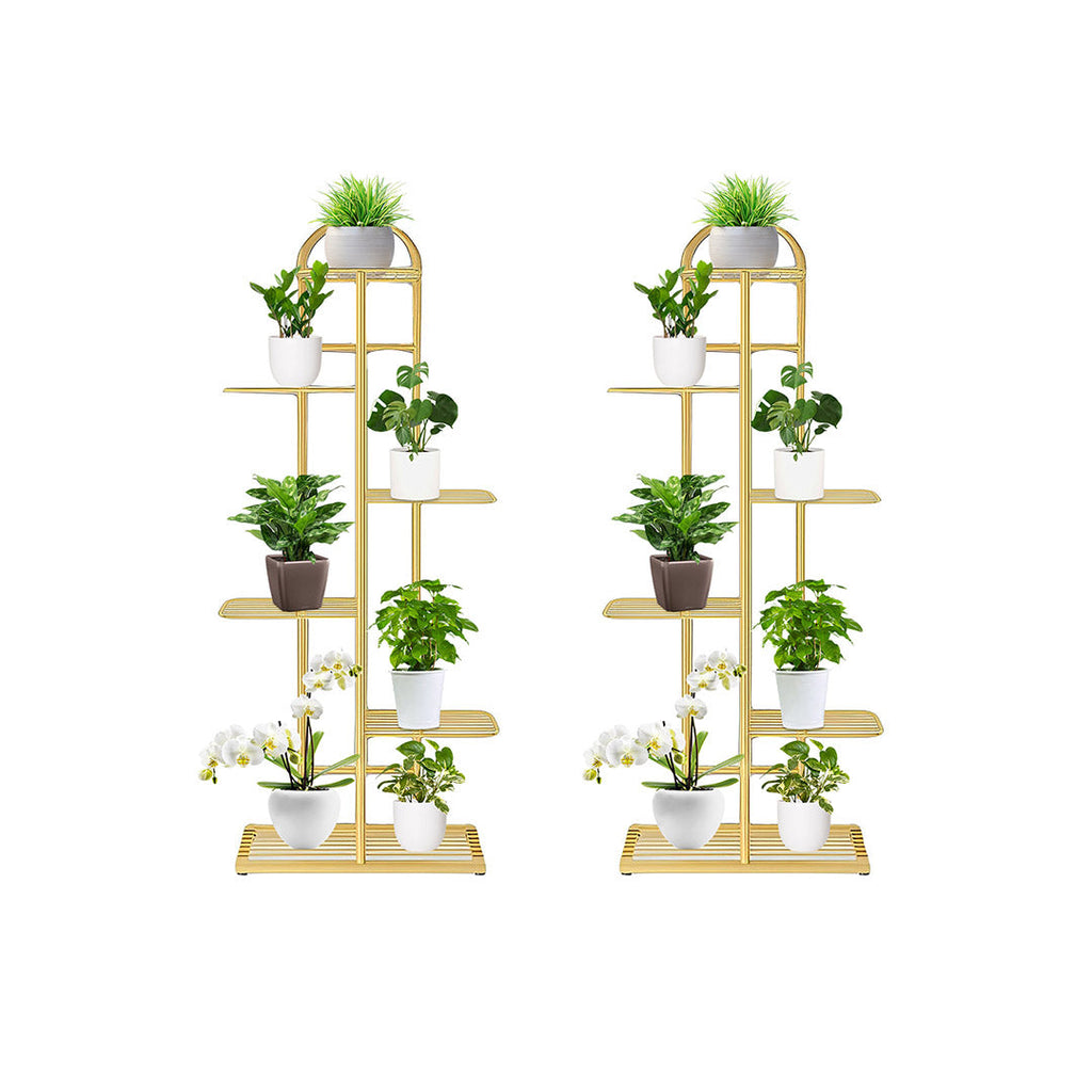 SOGA 2X 6 Tier 7 Pots Gold Metal Plant Stand Flowerpot Display Shelf Rack Indoor Home Office Decor $ 151.50
