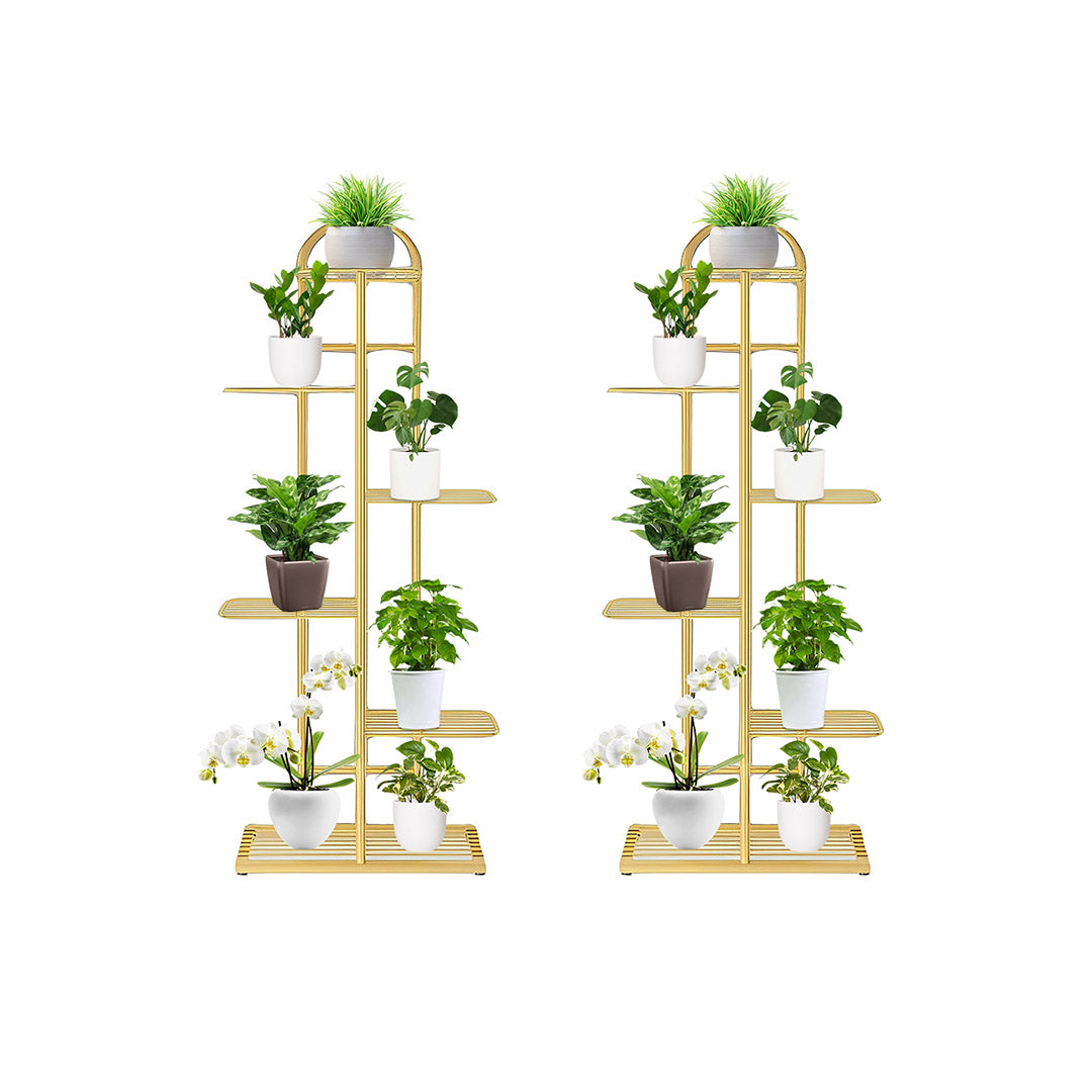 SOGA 2X 6 Tier 7 Pots Gold Metal Plant Stand Flowerpot Display Shelf Rack Indoor Home Office Decor $ 151.50