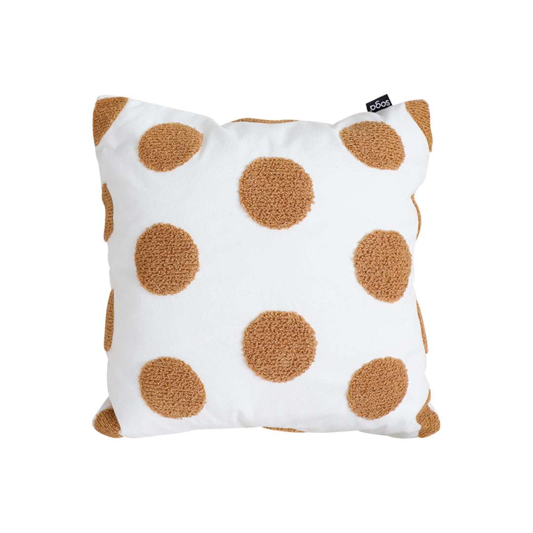 SOGA Tufted Cushion 45cm White Brown Polka Dot Circle Pattern Decorative Throw Pillow $ 66