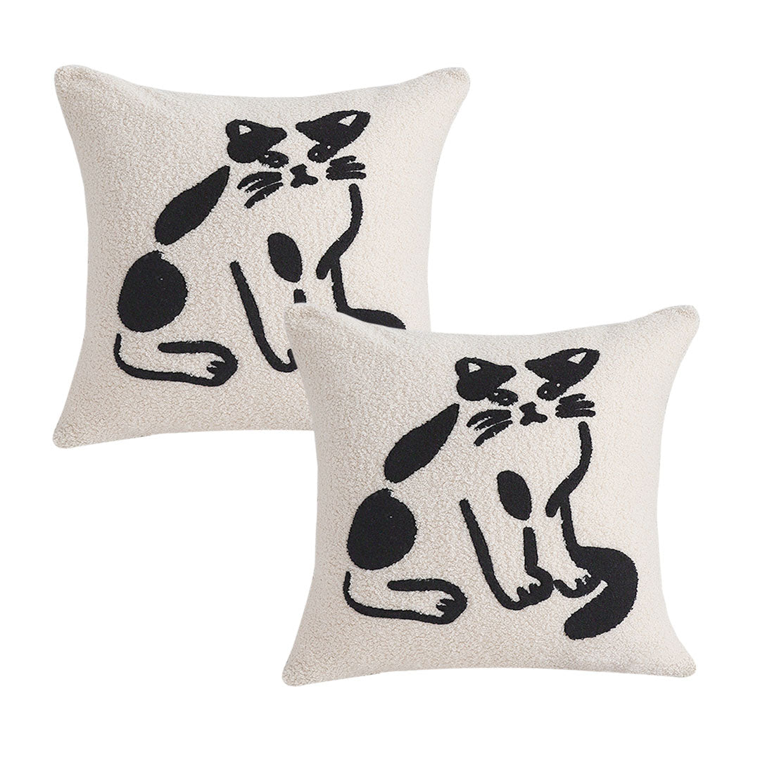 SOGA 2x 45cm Off-White Cat Design Square Throw Pillow $ 107.90
