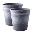 SOGA 2X 37cm Weathered Grey Round Resin Plant Flower Pot in Cement Pattern Planter Cachepot for Indoor Home Office $ 172.90