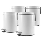 SOGA 4X Foot Pedal Stainless Steel Rubbish Recycling Garbage Waste Trash Bin Round 7L White $ 210.90