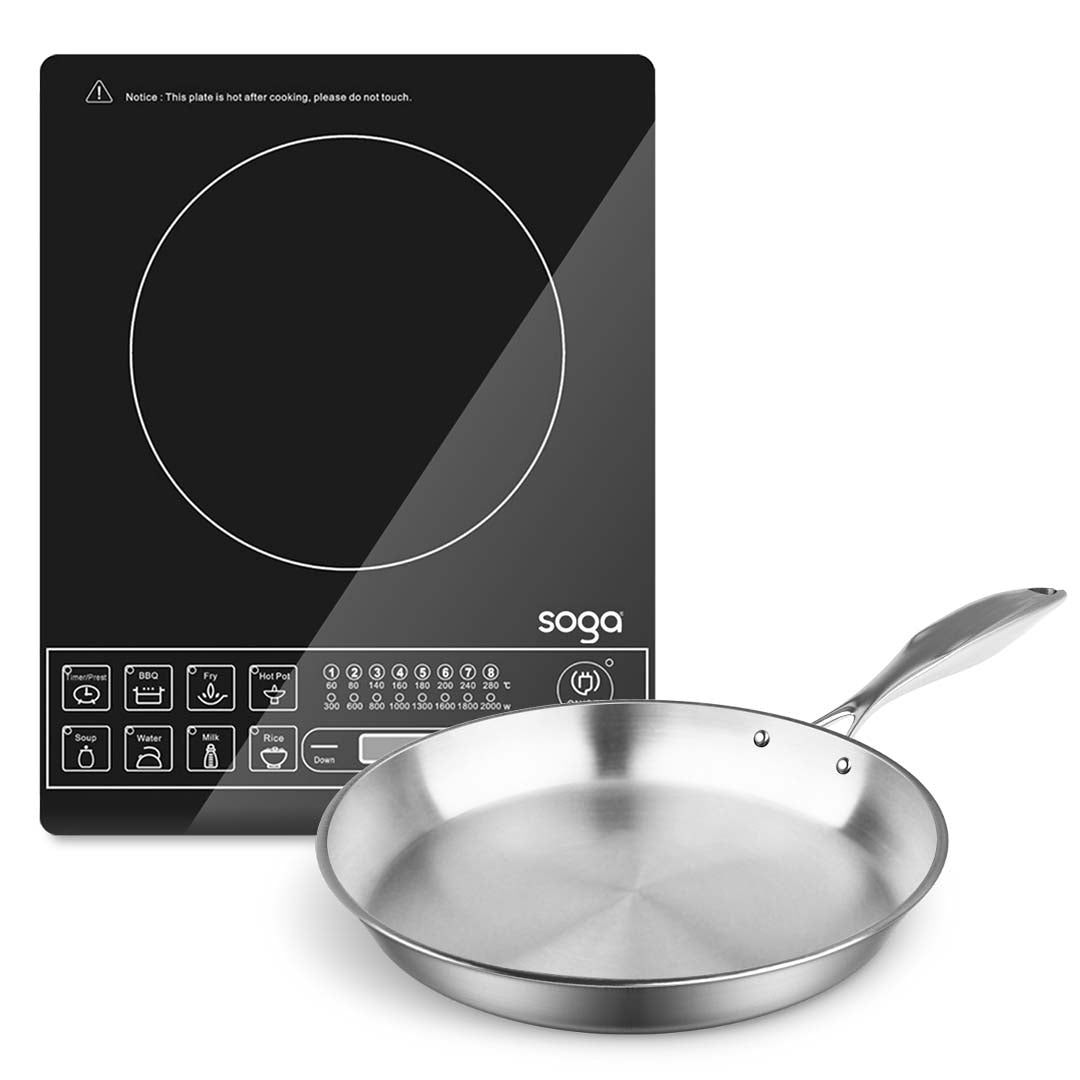 SOGA Electric Smart Induction Cooktop and 30cm Stainless Steel Fry Pan Cooking Frying Pan $ 177.90