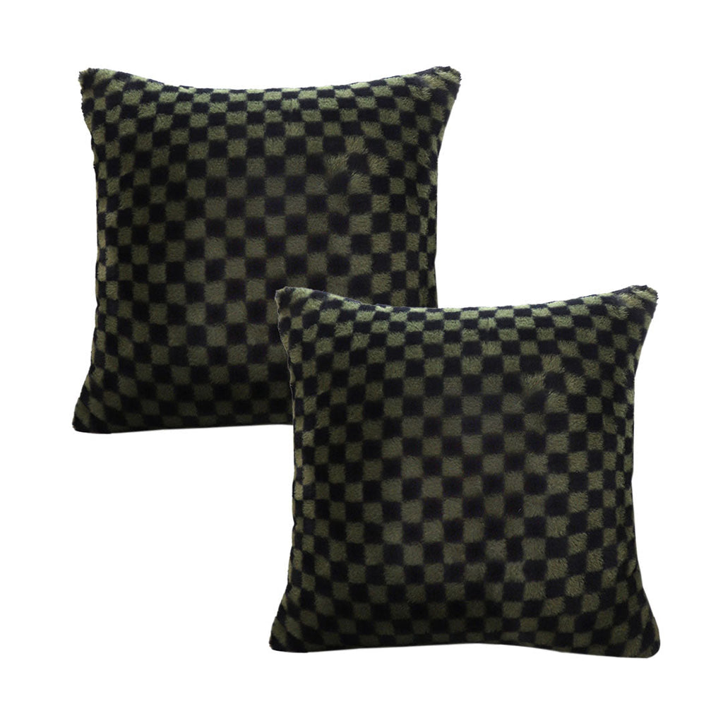 SOGA 2X 45cm Urban Light Luxury Pillow Dark Night Green Checkered Square Throw Pillow $ 107.90