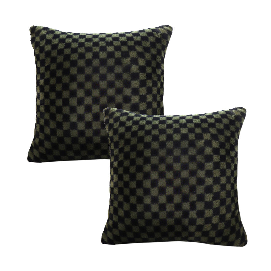SOGA 2X 45cm Urban Light Luxury Pillow Dark Night Green Checkered Square Throw Pillow $ 107.90