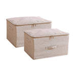 SOGA 2X Beige Large Portable Double Zipper Storage Box Moisture Proof Clothes Basket Foldable Home Organiser $ 65.50