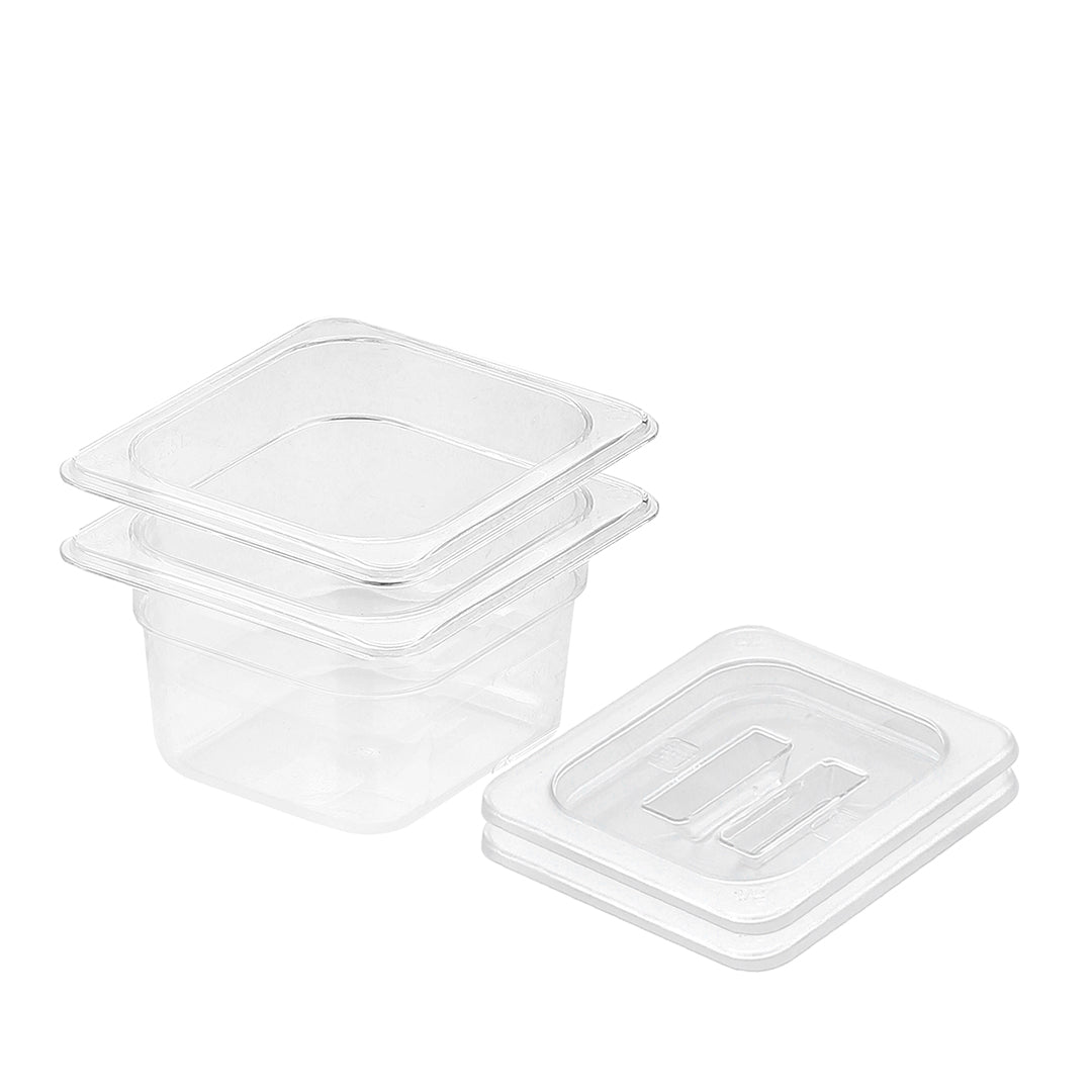 SOGA 100mm Clear Gastronorm GN Pan 1/6 Food Tray Storage Bundle of 2 with Lid $ 59.50