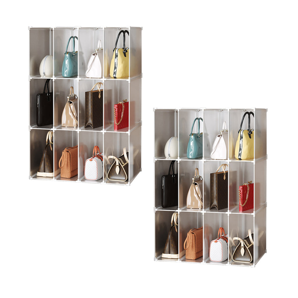 SOGA 2X 3 Tier Multifunctional PP Plastic Bag Box Portable Cubby DIY Storage Shelves Stackable Handbag Purse Organiser $ 193.90