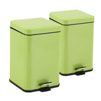 SOGA 2X Foot Pedal Stainless Steel Rubbish Recycling Garbage Waste Trash Bin Square 6L Green $ 111.90