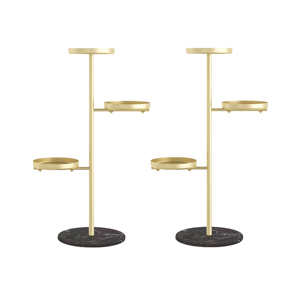 SOGA 2X 3 Tier Gold Round Plant Stand Flowerpot Tray Display Living Room Balcony Metal Decorative Shelf $ 258.90