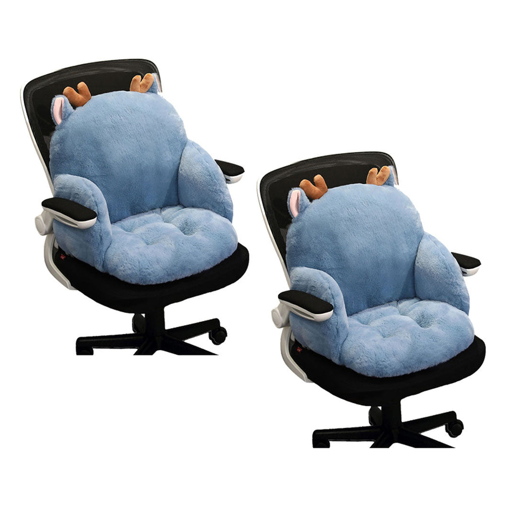 SOGA 2X Blue Deer Shape Cushion Soft Leaning Bedside Pad Sedentary Plushie Pillow Home Decor $ 107.90
