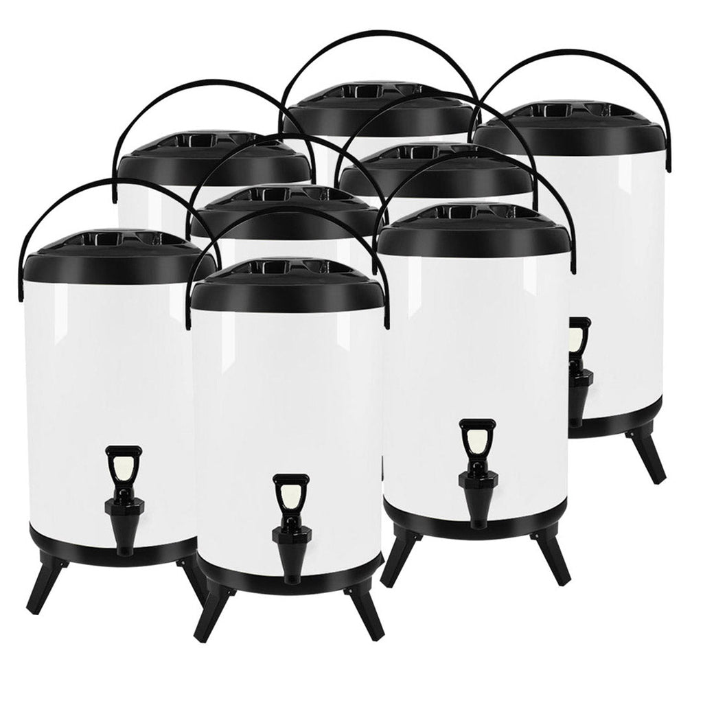 SOGA 8X 10L Stainless Steel Insulated Milk Tea Barrel Hot and Cold Beverage Dispenser Container with Faucet White $ 660.90