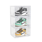 SOGA 3 Tier Transparent Portable Shoe Organiser Sneaker Footwear Folding Plastic Bin Stackable Storage Box with Magnetic Door $ 91.50