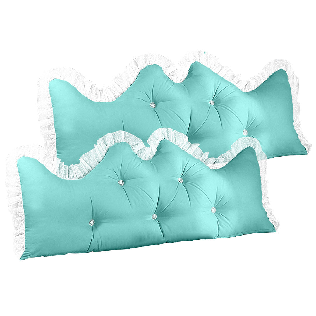 SOGA 2X 150cm Light Blue Princess Bed Pillow Headboard Backrest Bedside Tatami Sofa Cushion with Ruffle Lace Home Decor $ 193.90