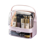 SOGA 2 Tier Pink Countertop Makeup Cosmetic Storage Organiser Skincare Holder Jewelry Storage Box with Handle $ 52.50
