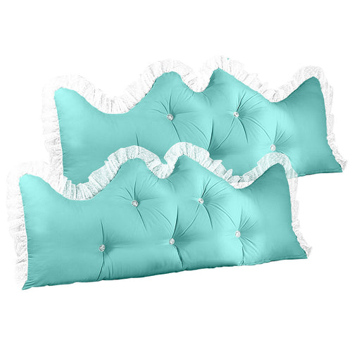 SOGA 2X 180cm Light Blue Princess Bed Pillow Headboard Backrest Bedside Tatami Sofa Cushion with Ruffle Lace Home Decor $ 237.50