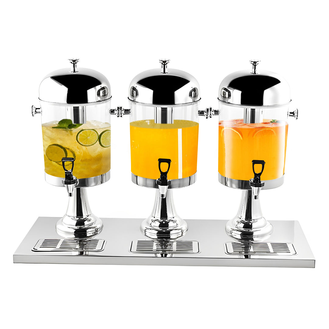 SOGA Triple Head 24L Stainless Steel Dispenser Beverage Juicer Transparent Commercial Drink Container Jug