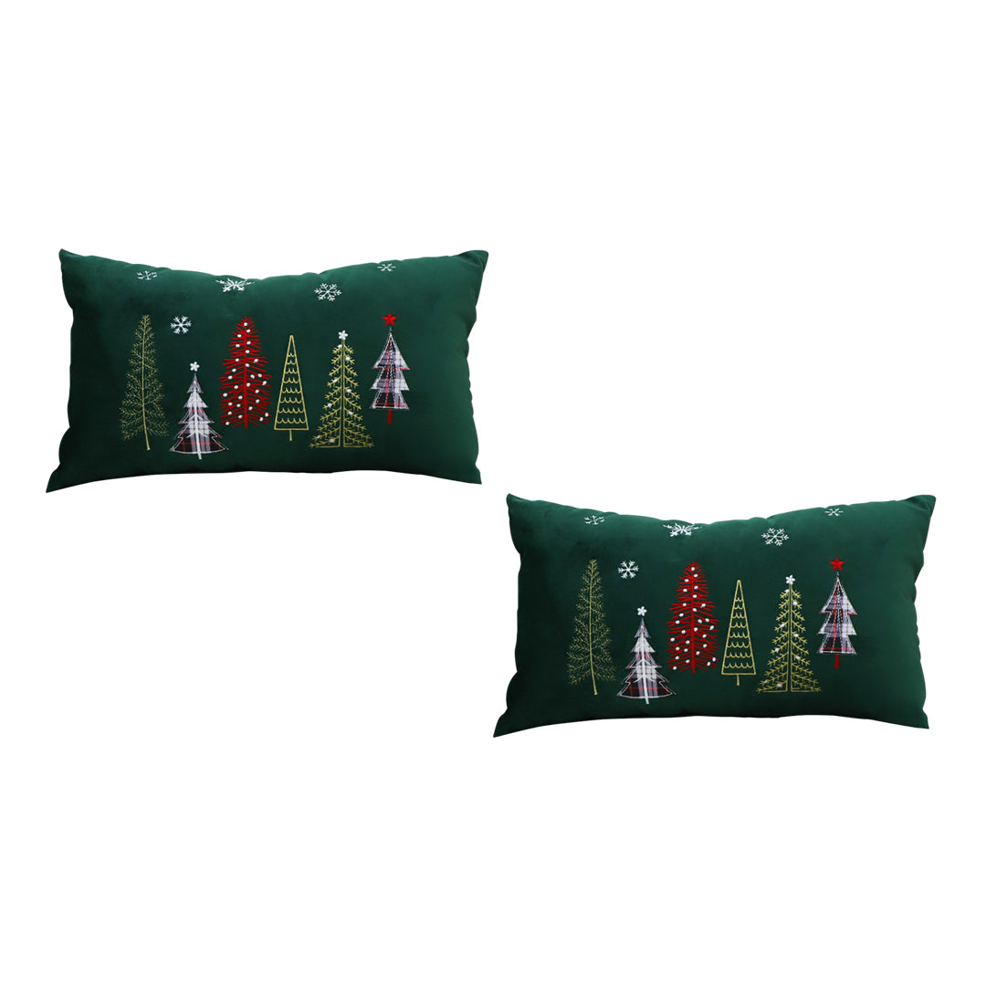 SOGA 2X 30cm Throw Pillow Dark Green Christmas Forest Embroidered Lumbar for Festive Holiday Cushion Home Decor $ 95.50